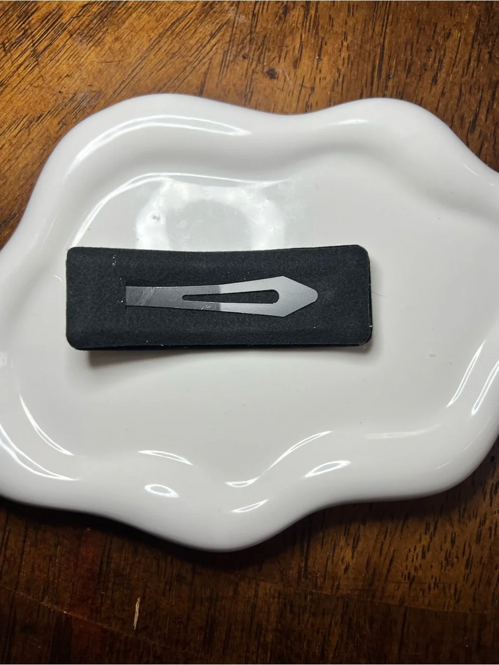 Celine Black Velvet Hair Barrette with Gold Emblem
